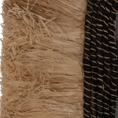 Wall Mirror Oval Made Of Sisal Fibers In Natural And Black Abaca Fibers 55x4x90hcm.hm7745