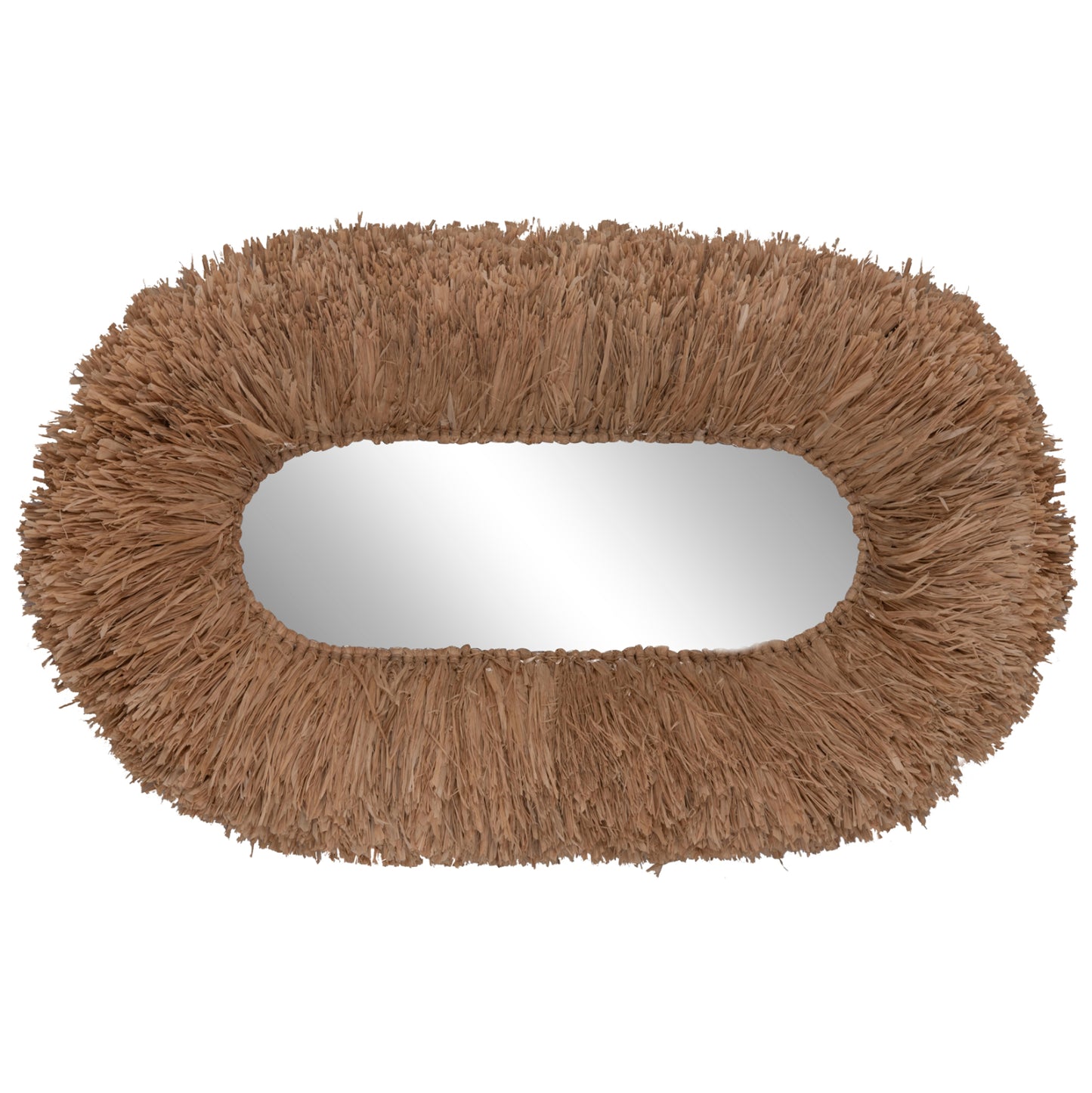 Wall Mirror In Oval Shape Hm4711 Sisal Fibers Frame In Natural Color 95x60x15(thickness) Cm.