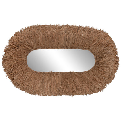 Wall Mirror In Oval Shape Hm4711 Sisal Fibers Frame In Natural Color 95x60x15(thickness) Cm.
