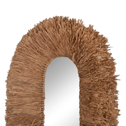 Wall Mirror In Oval Shape Hm4711 Sisal Fibers Frame In Natural Color 95x60x15(thickness) Cm.