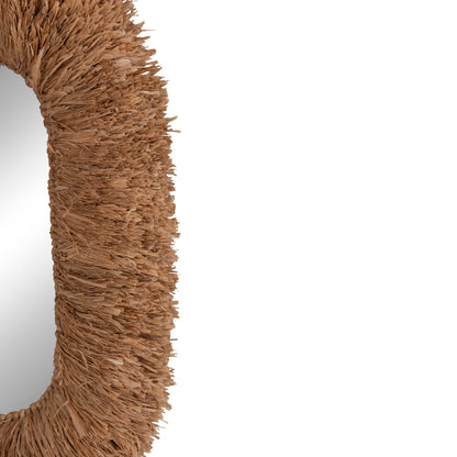 Wall Mirror In Oval Shape Hm4711 Sisal Fibers Frame In Natural Color 95x60x15(thickness) Cm.