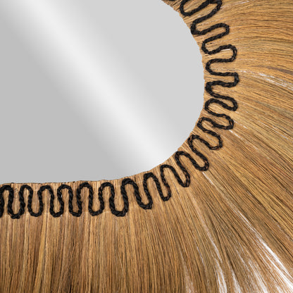 Wall Mirror Oval Rayung Grass Fibers In Natural And Black Color 110x5x160hcm.hm7803
