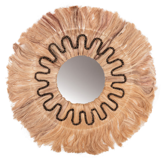 Mirror Round With Abaca Fibers Frame In Natural-black 90x4x90hcm.hm7750