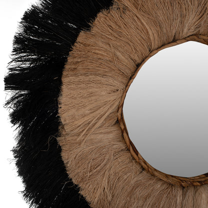Mirror Round Abaca Fibers Frame In Natural And Black Color 70x4x70hcm.hm7737