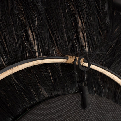 Mirror Round Abaca Fibers Frame In Natural And Black Color 70x4x70hcm.hm7737