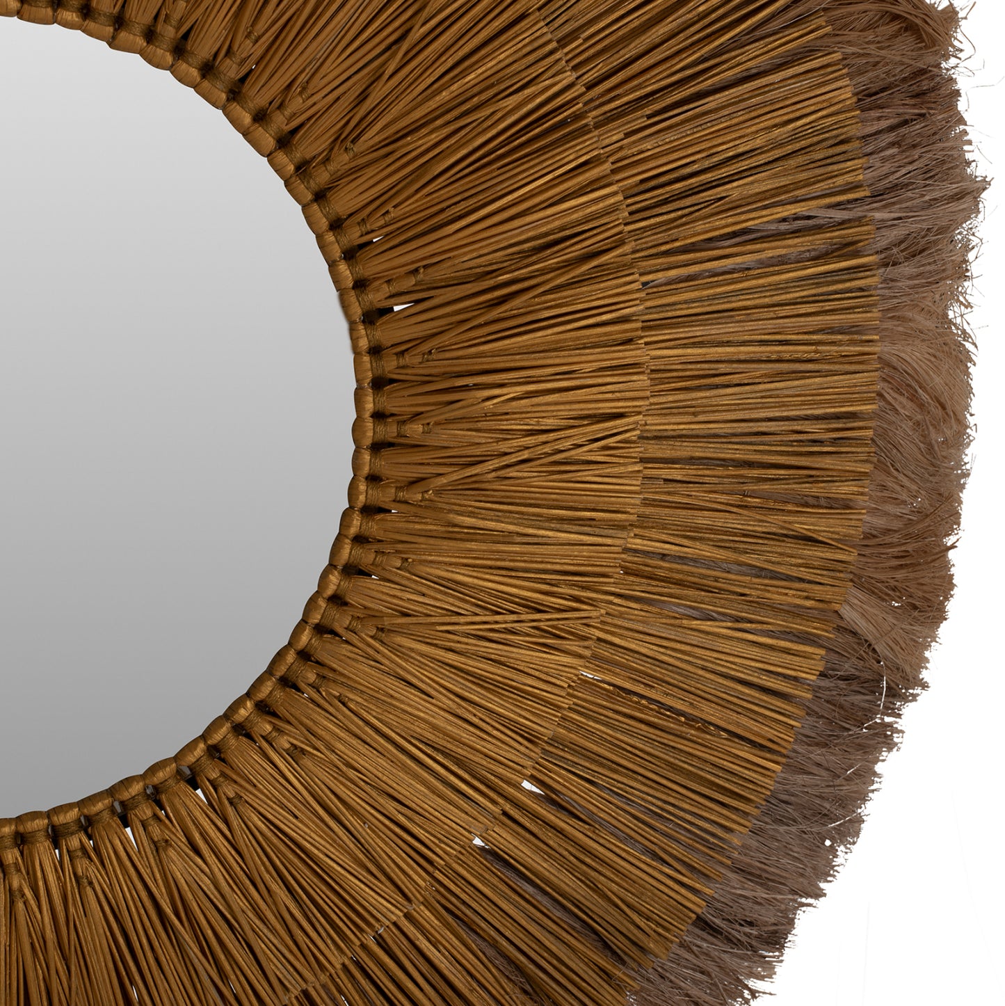 Wall Mirror Round Mendong Grass And Abaca Fibers In Natural&gold 80x4x80hcm.hm7797
