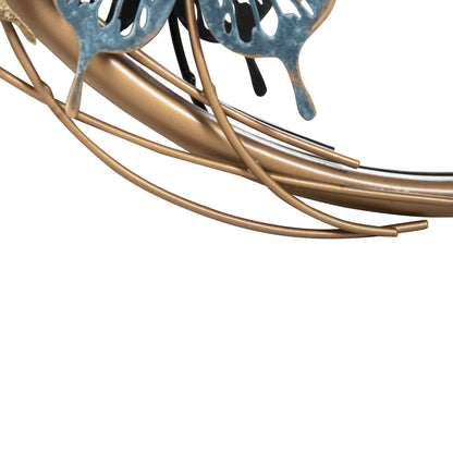 Wall Clock Round Hm4213 Metal In Gold-green-blue 62x6,5x56hcm.