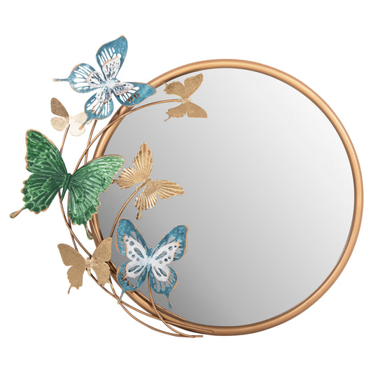Wall Clock Round Hm4213 Metal In Gold-green-blue 62x6,5x56hcm.
