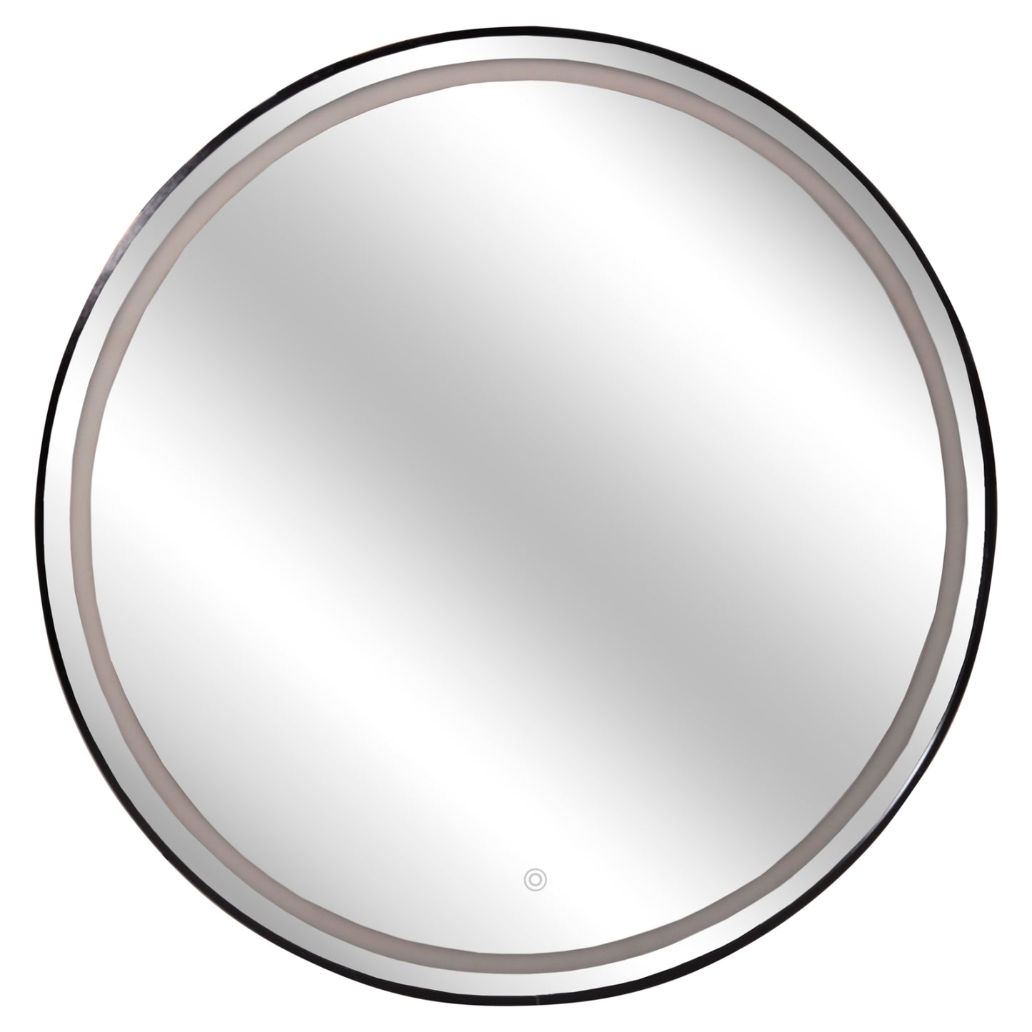 Wall Mirror Rounder Fb94503.01 Aluminum Frame In Black-led Lighting Φ80cm.