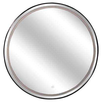 Wall Mirror Rounder Fb94503.01 Aluminum Frame In Black-led Lighting Φ80cm.