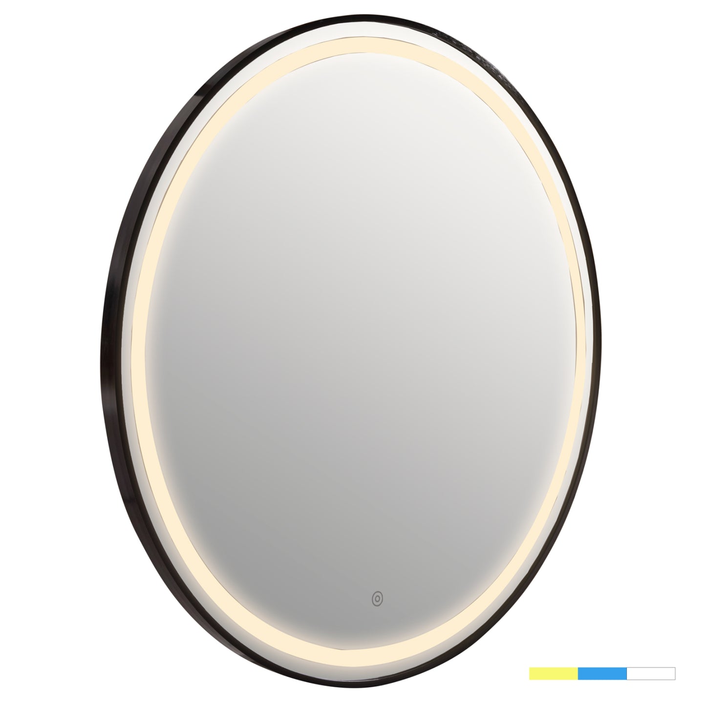 Wall Mirror Rounder Fb94503.01 Aluminum Frame In Black-led Lighting Φ80cm.