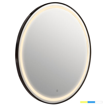 Wall Mirror Rounder Fb94503.01 Aluminum Frame In Black-led Lighting Φ80cm.