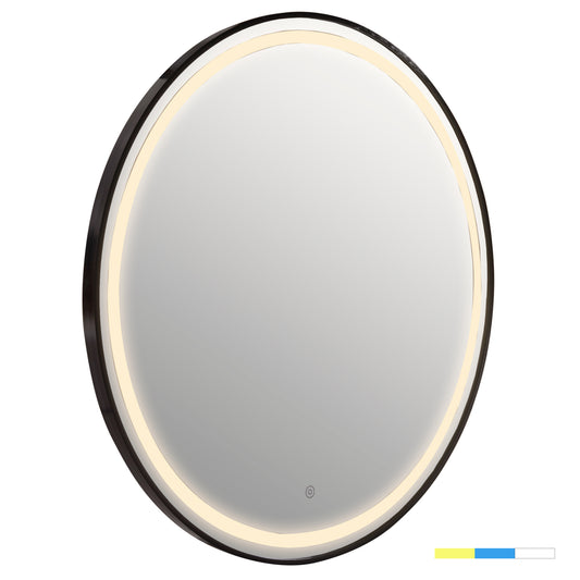 Wall Mirror Rounder Fb94503.01 Aluminum Frame In Black-led Lighting Φ80cm.
