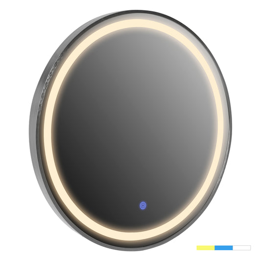 Wall Mirror Rounder Hm4503.40 Aluminum Frame In Silver-led Lighting Φ80cm.
