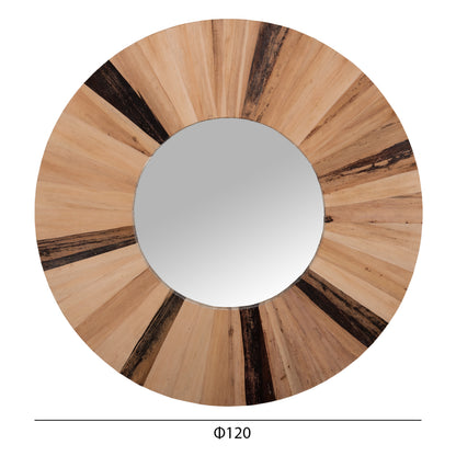 Wall Mirror Round Hm7839 Dried Palm Leaf Fiber Frame In Natural Color Φ120x4cm.