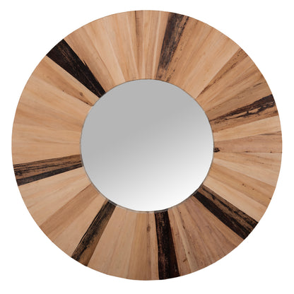 Wall Mirror Round Hm7839 Dried Palm Leaf Fiber Frame In Natural Color Φ120x4cm.