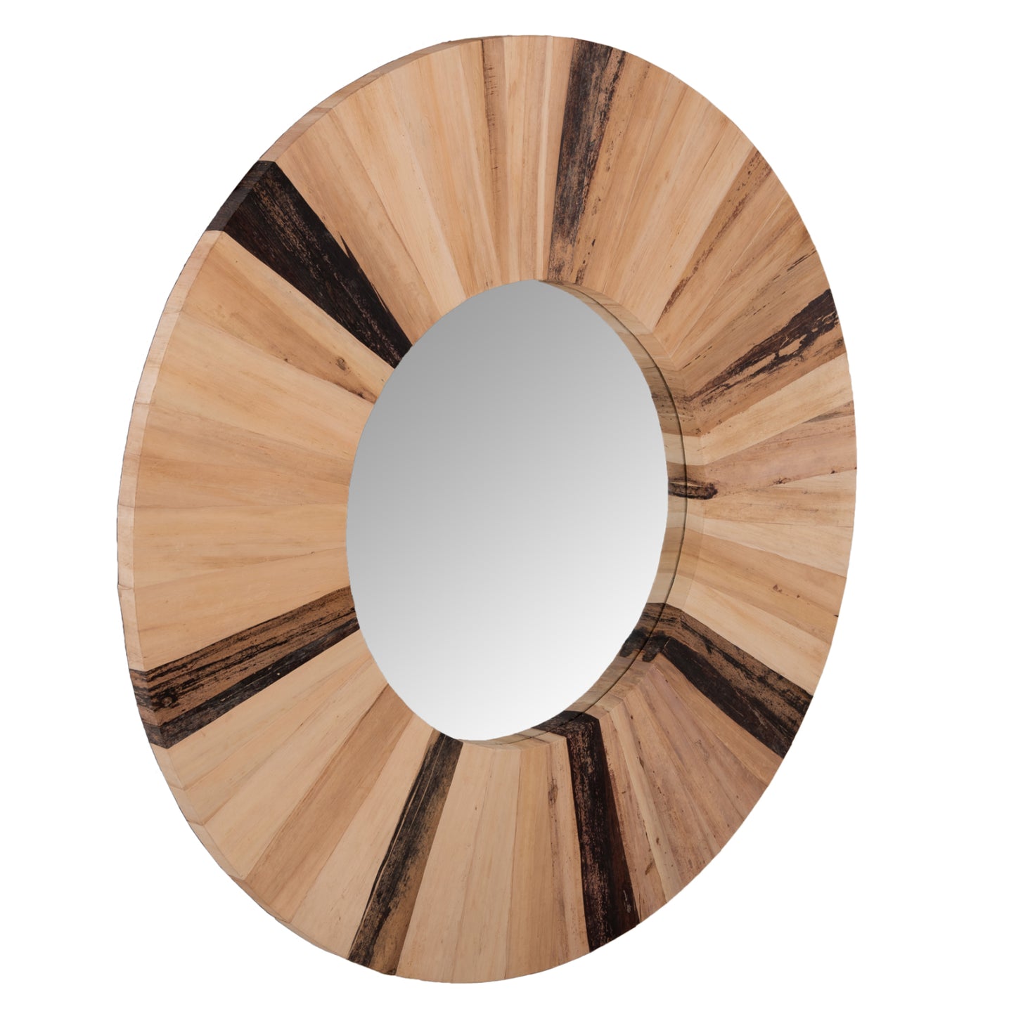 Wall Mirror Round Hm7839 Dried Palm Leaf Fiber Frame In Natural Color Φ120x4cm.