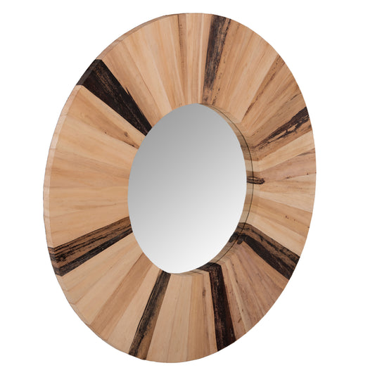 Wall Mirror Round Hm7839 Dried Palm Leaf Fiber Frame In Natural Color Φ120x4cm.