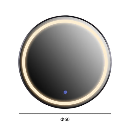 Wall Mirror Round Image Hm9579.01 Aluminum In Black-led Light Φ60x3cm.