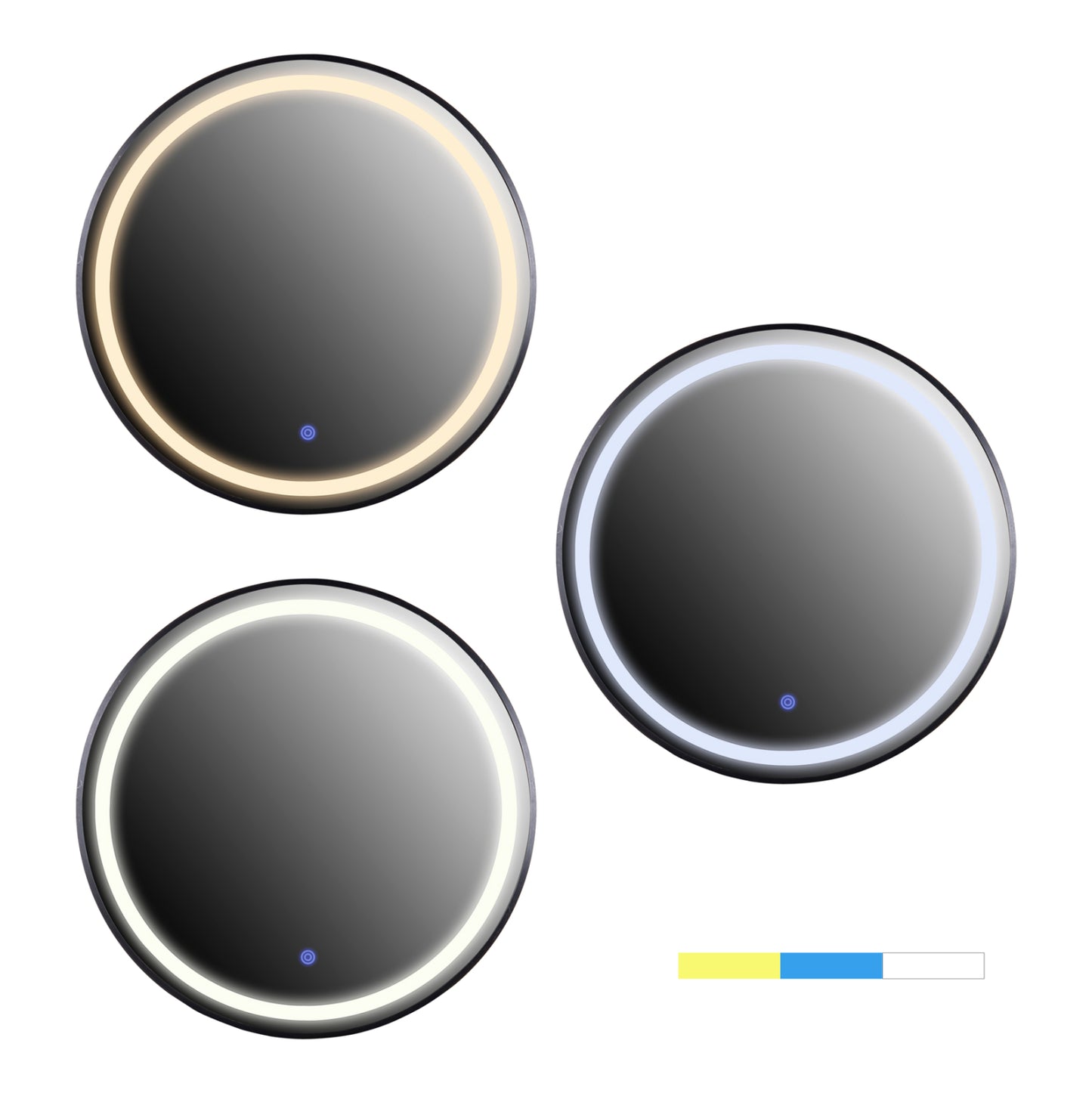 Wall Mirror Round Image Hm9579.01 Aluminum In Black-led Light Φ60x3cm.