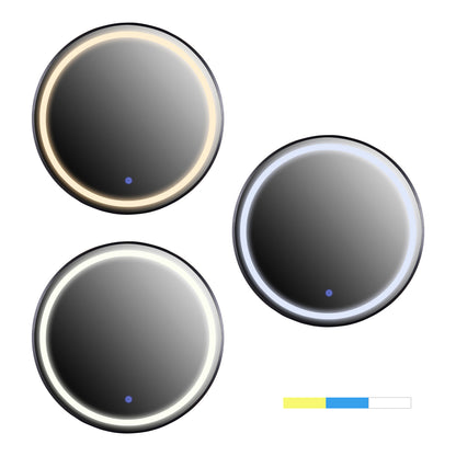 Wall Mirror Round Image Hm9579.01 Aluminum In Black-led Light Φ60x3cm.