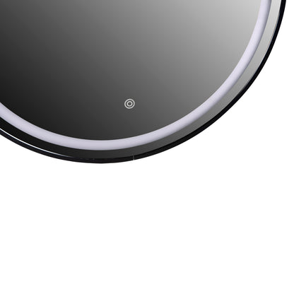 Wall Mirror Round Image Hm9579.01 Aluminum In Black-led Light Φ60x3cm.
