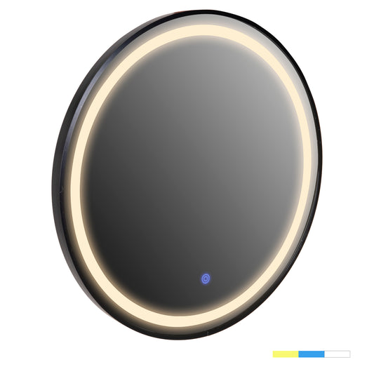 Wall Mirror Round Image Hm9579.01 Aluminum In Black-led Light Φ60x3cm.