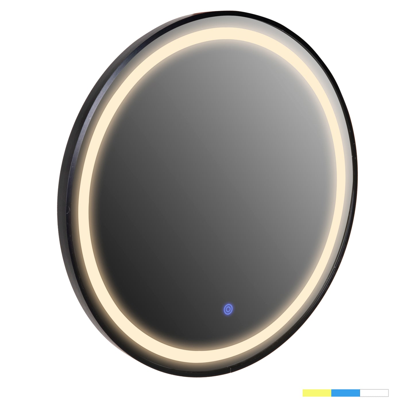 Wall Mirror Round Image Hm9579.01 Aluminum In Black-led Light Φ60x3cm.