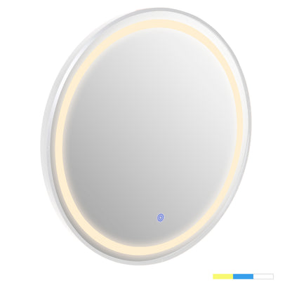 Wall Mirror Round Image Hm9579.02 Aluminum In White--led Light Φ60x3cm.