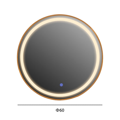 Wall Mirror Round Hm9580.30 Aluminum In Gold-led Light Φ60x3cm.