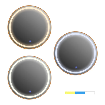Wall Mirror Round Hm9580.30 Aluminum In Gold-led Light Φ60x3cm.