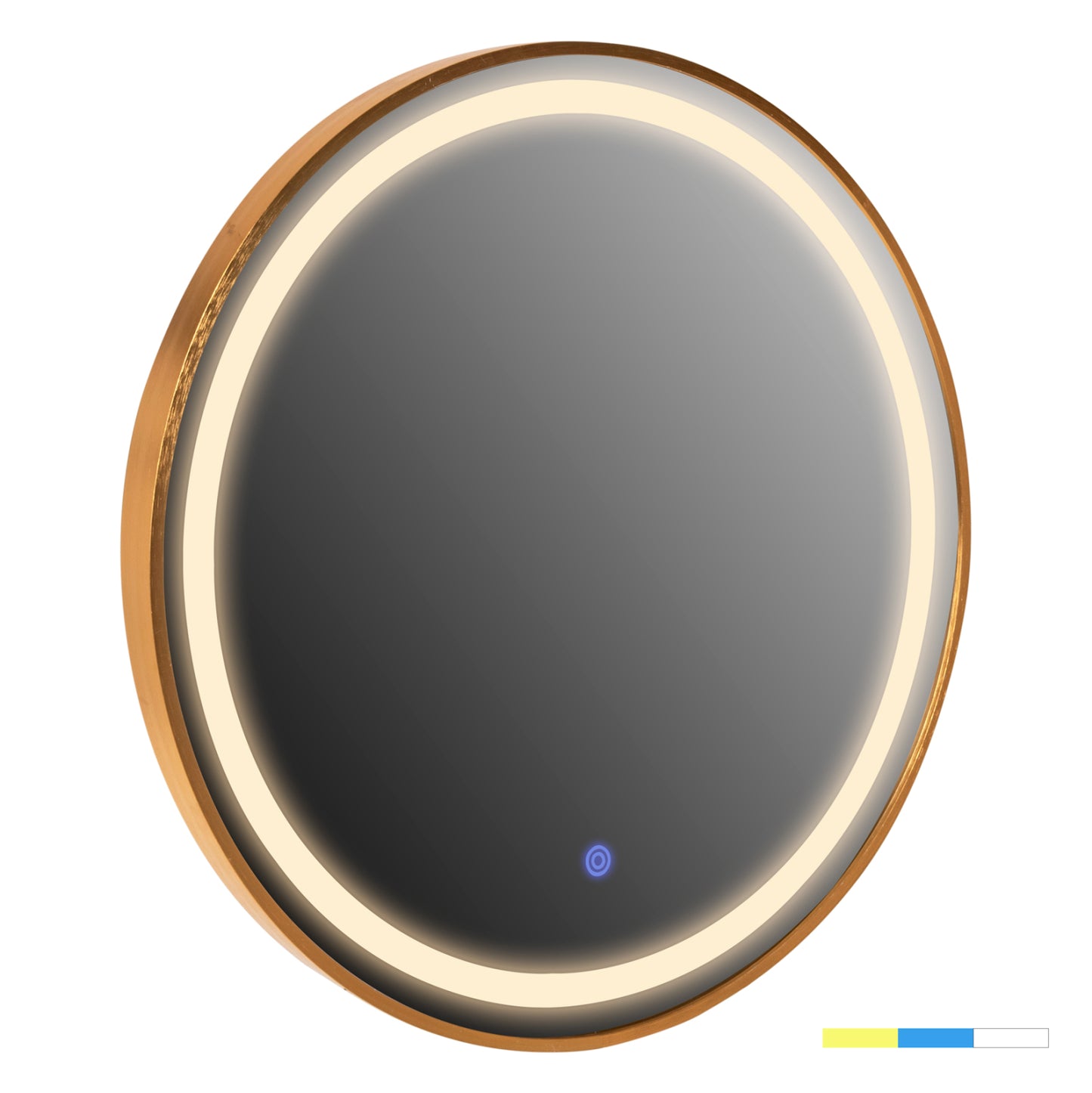 Wall Mirror Round Hm9580.30 Aluminum In Gold-led Light Φ60x3cm.