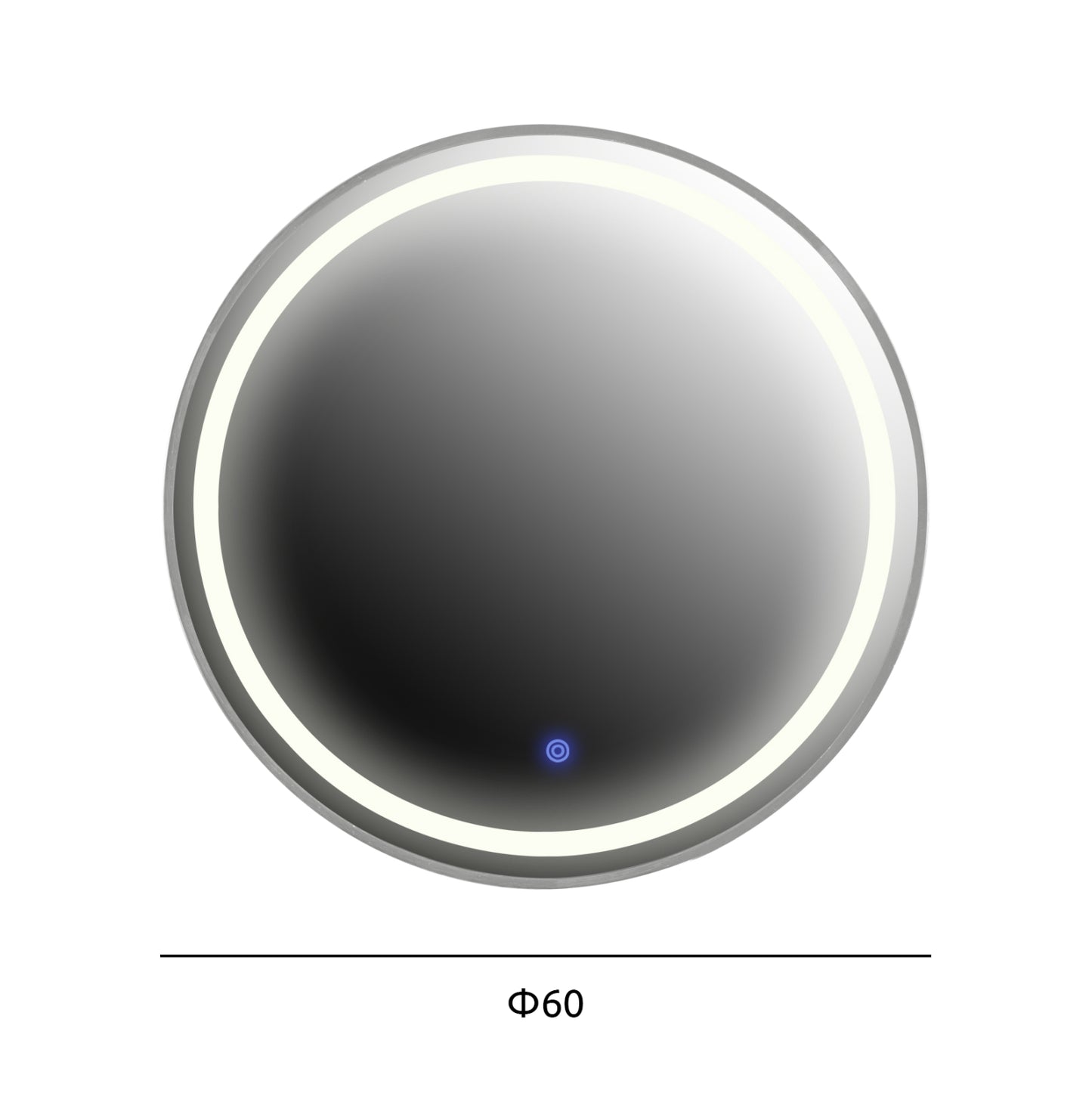 Wall Mirror Round Hm9580.40 Aluminum In Grey-led Light Φ60x3cm.