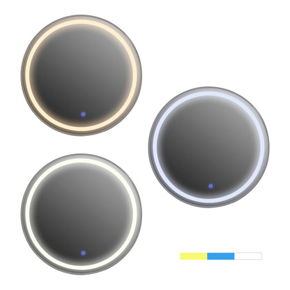 Wall Mirror Round Hm9580.40 Aluminum In Grey-led Light Φ60x3cm.