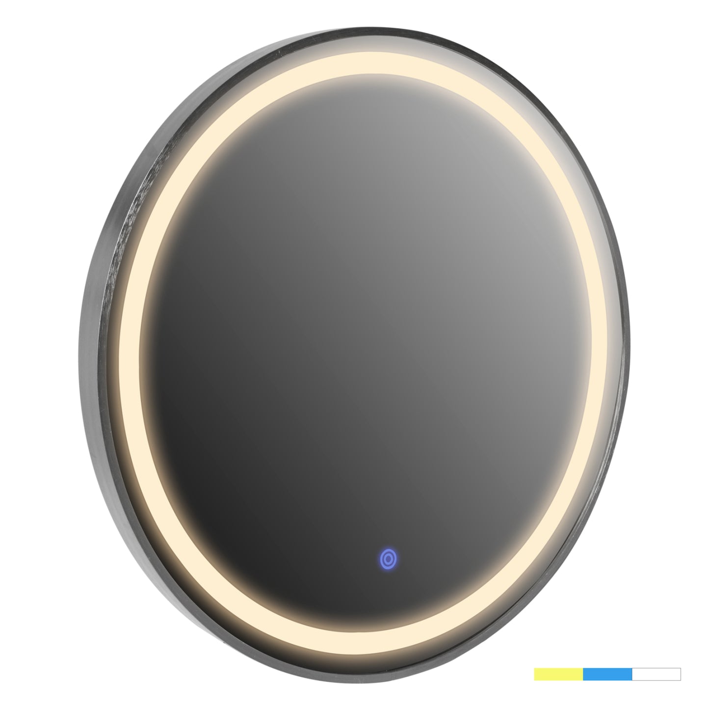 Wall Mirror Round Hm9580.40 Aluminum In Grey-led Light Φ60x3cm.