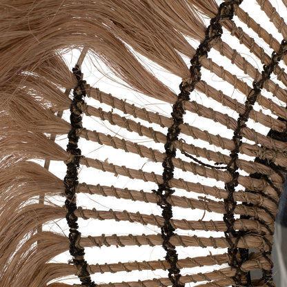 Mirror Round Abaca Fibers In Natural Color And Black Rope 80x4x80hcm.hm7741
