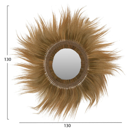 Mirror Round Rayung Grass Fibers Frame In Green 130x4x130hcm.hm7802
