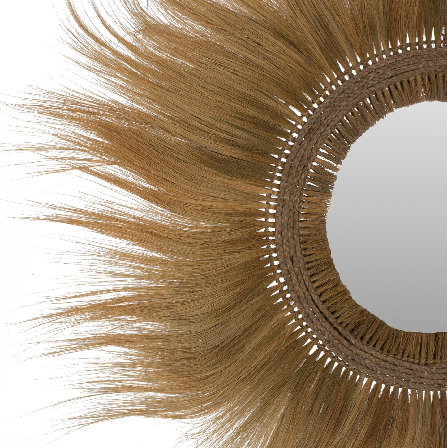 Mirror Round Rayung Grass Fibers Frame In Green 130x4x130hcm.hm7802