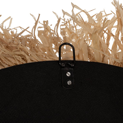 Mirror Round Sisal Fiber And Abaca Fiber Frame In Natural-black Φ90cm.hm7746