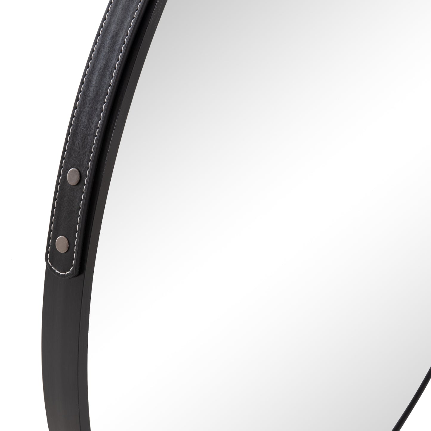 Wall Mirror Round With Hanging Strap Harker Hm4879 Aluminum Frame In Black Φ70cm
