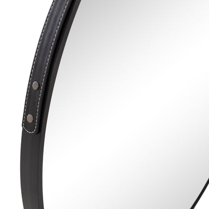 Wall Mirror Round With Hanging Strap Harker Hm4879 Aluminum Frame In Black Φ70cm