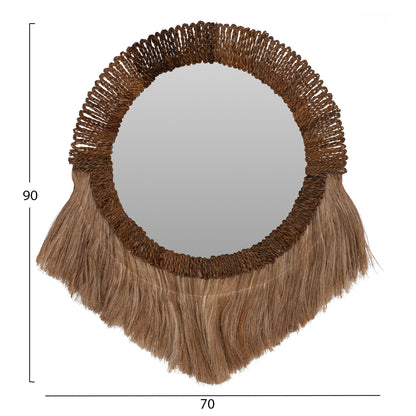 Mirror Round With Abaca Fiber Frame In Natural Color 70x4x90hcm.hm7804
