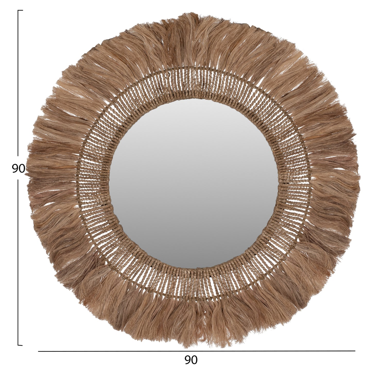 Mirror Round With Abaca Fiber Frame In Natural Color 90x4x90hcm.hm7736