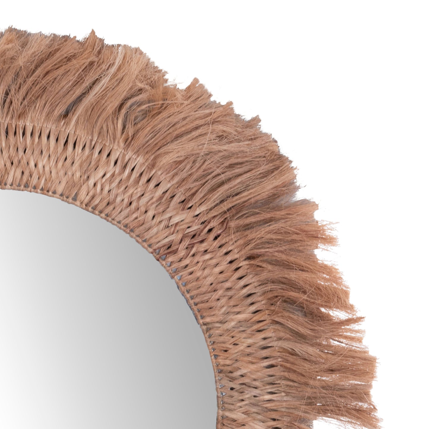 Wall Mirror Round With Abaca Fibers In Natural Color 120x4x120hcm.hm7747