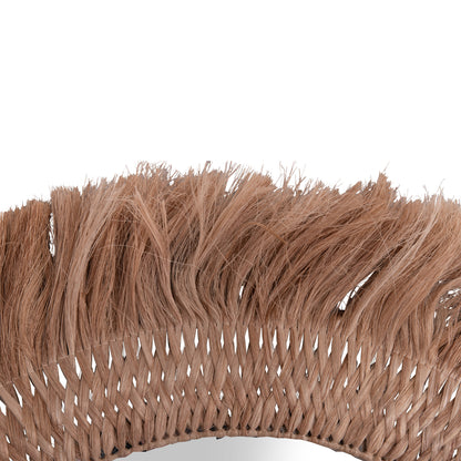 Wall Mirror Round With Abaca Fibers In Natural Color 120x4x120hcm.hm7747