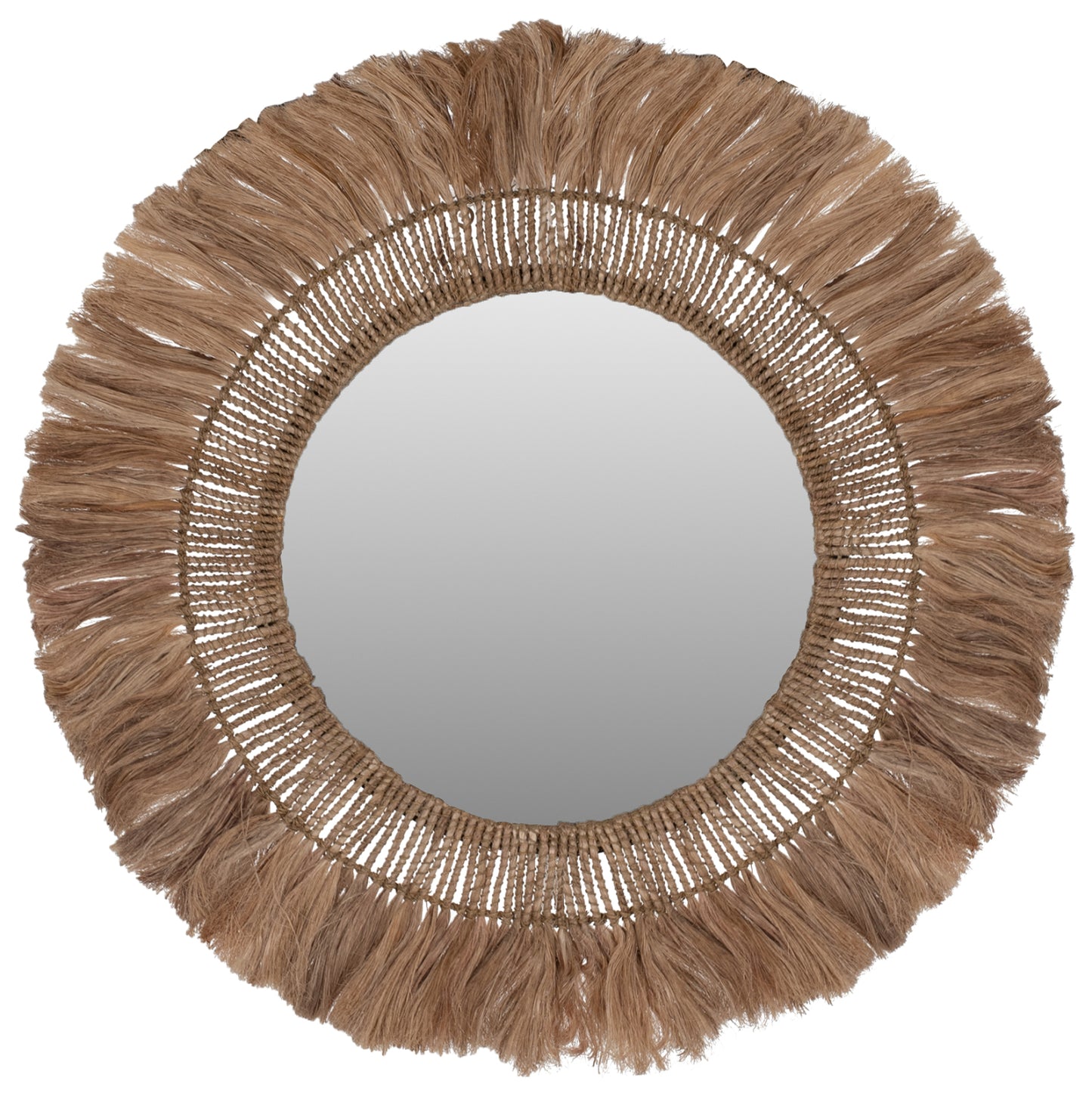 Mirror Round With Abaca Fiber Frame In Natural Color 90x4x90hcm.hm7736