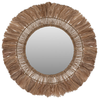 Mirror Round With Abaca Fiber Frame In Natural Color 90x4x90hcm.hm7736