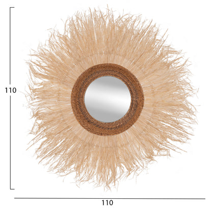 Wall Mirror Round Sisal Fiber Frame In Natural Color 110x4x110hcm.hm7744