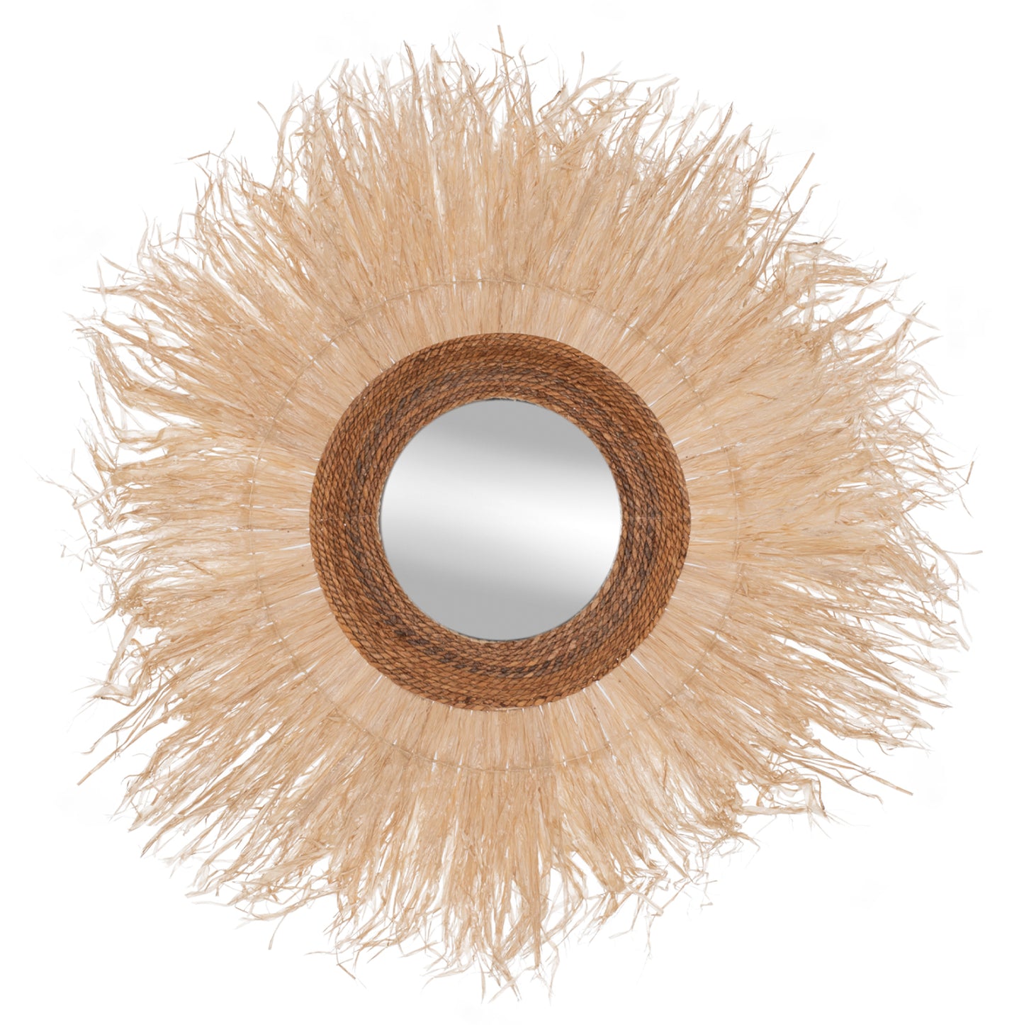 Wall Mirror Round Sisal Fiber Frame In Natural Color 110x4x110hcm.hm7744