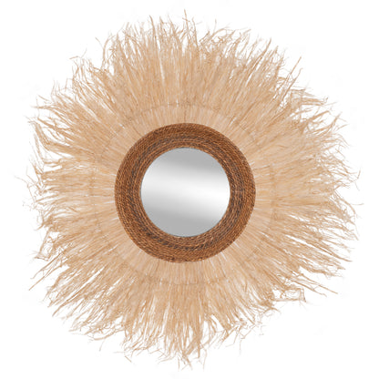 Wall Mirror Round Sisal Fiber Frame In Natural Color 110x4x110hcm.hm7744